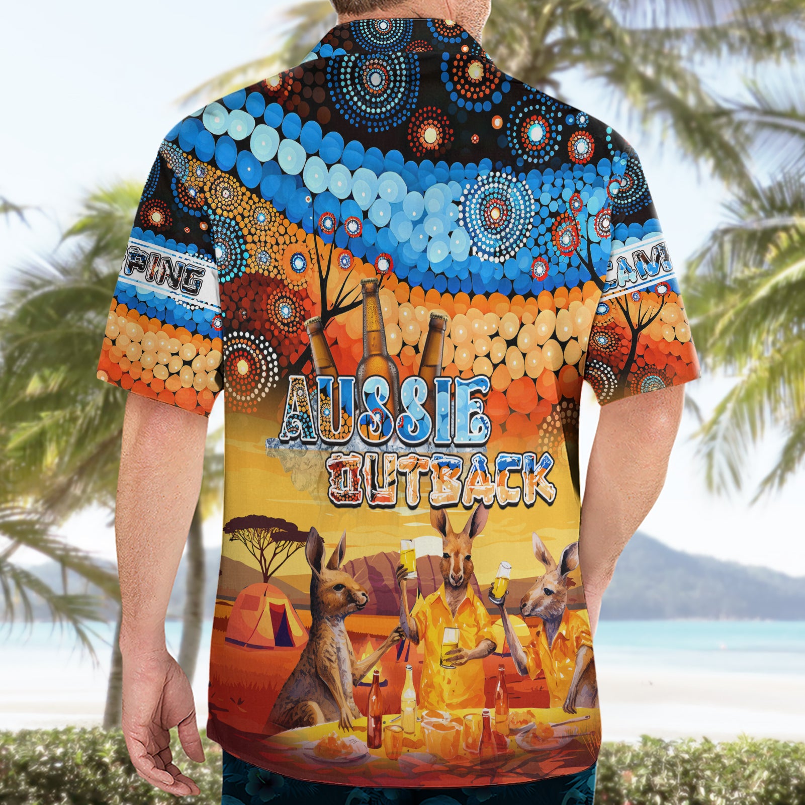Australia Kangaroo Aboriginal Camping Hawaiian Shirt Aussie Outback Camping with Beer - Vibe Hoodie Shop