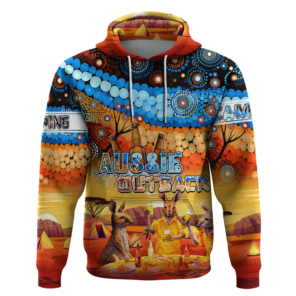 Australia Kangaroo Aboriginal Camping Hoodie Aussie Outback Camping with Beer - Vibe Hoodie Shop