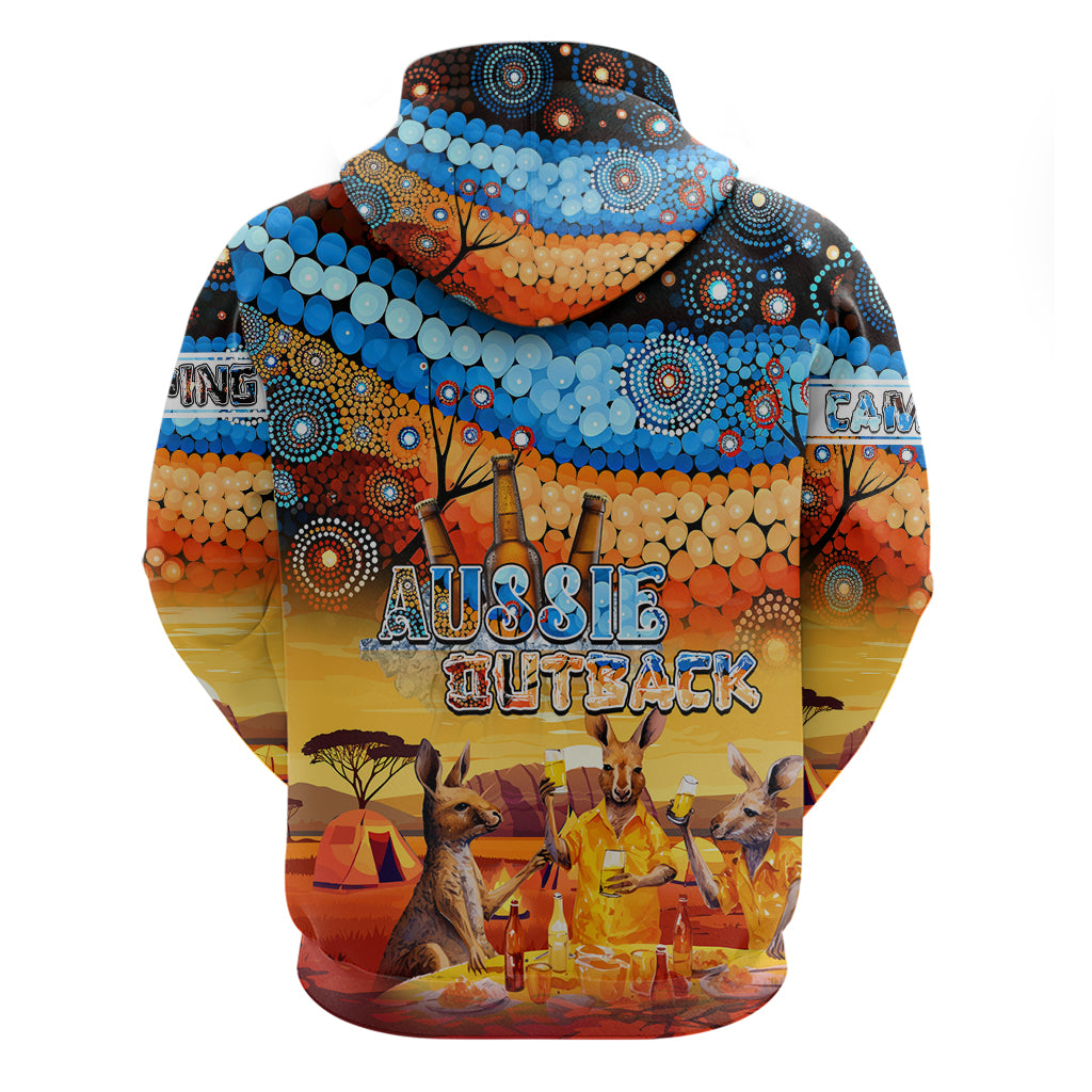 Australia Kangaroo Aboriginal Camping Hoodie Aussie Outback Camping with Beer - Vibe Hoodie Shop