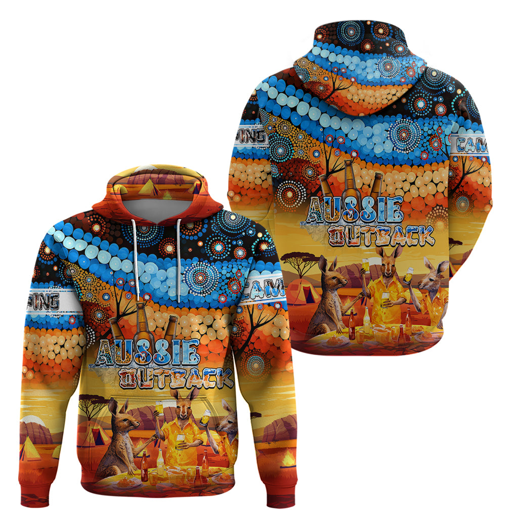 Australia Kangaroo Aboriginal Camping Hoodie Aussie Outback Camping with Beer - Vibe Hoodie Shop