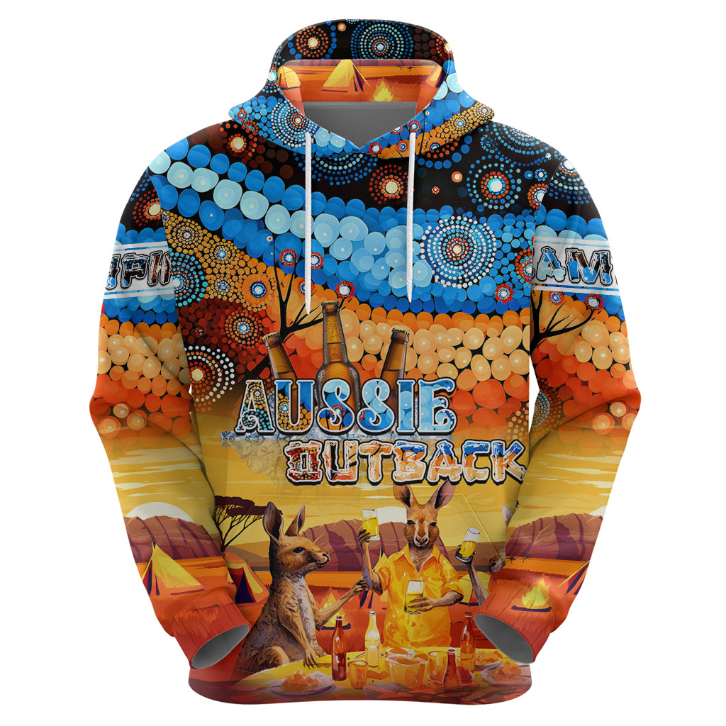Australia Kangaroo Aboriginal Camping Hoodie Aussie Outback Camping with Beer - Vibe Hoodie Shop