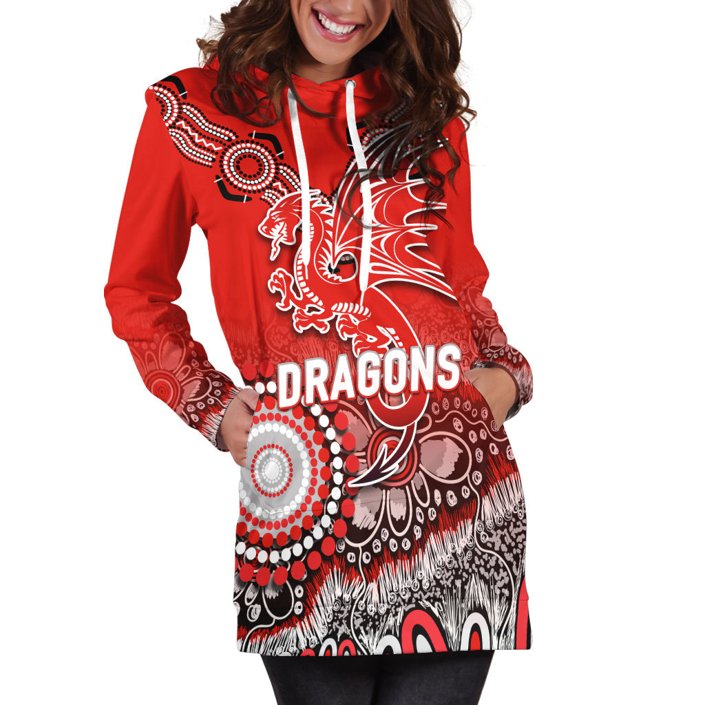 (Custom Personalised) Dragons Rugby 2022 Aboriginal Art Hoodie Dress - LT12