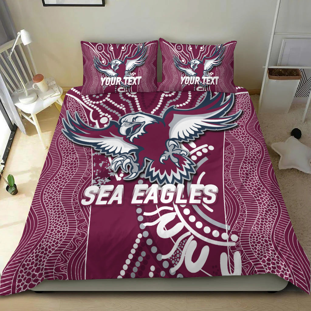 (Custom Personalised) Sea Eagles Rugby 2022 Aboriginal Art Bedding Set - - Vibe Hoodie Shop