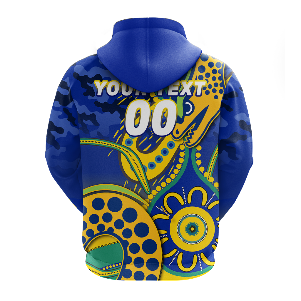 (Custom Personalised) Eels Rugby ANZAC Day Camouflage Indigenous Art Hoodie - LT12 - Vibe Hoodie Shop