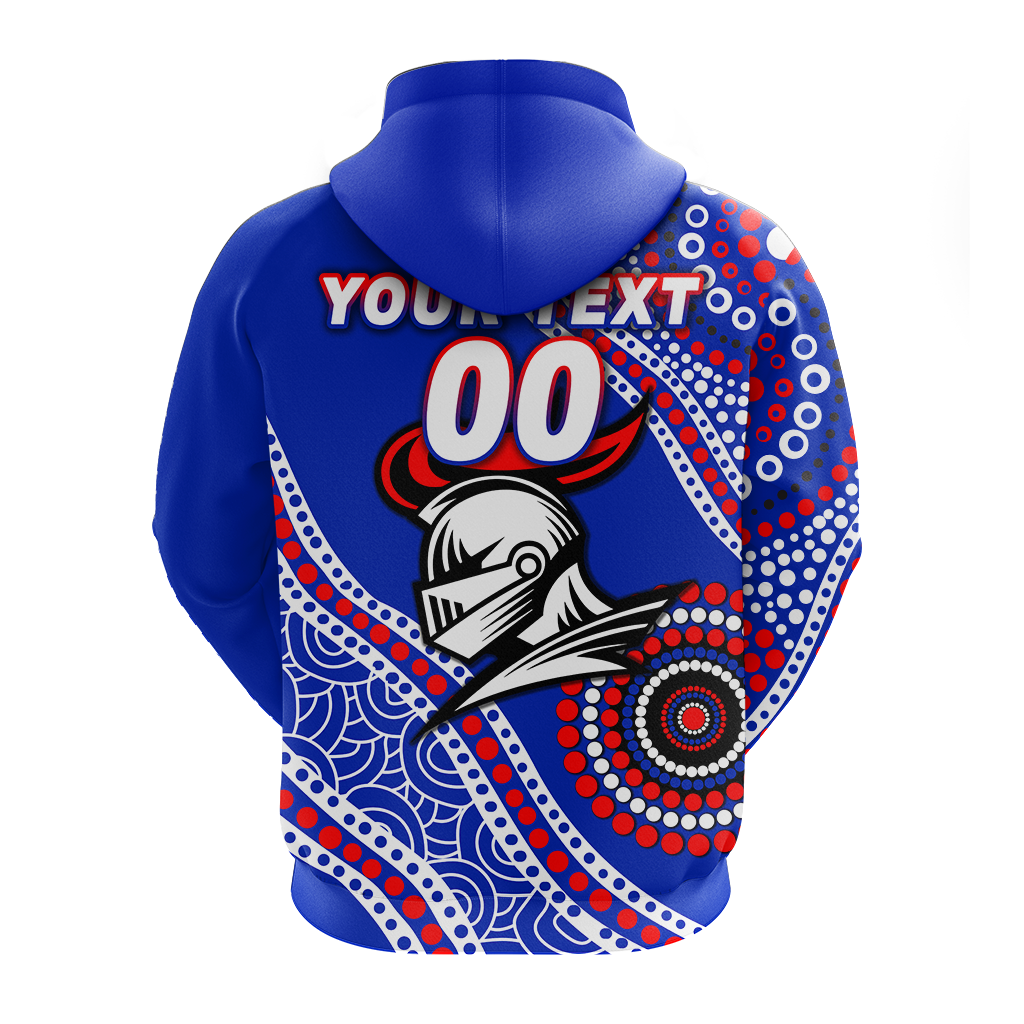 (Custom Personalised) Knights Rugby 2022 Aboriginal Art Hoodie - LT12 - Vibe Hoodie Shop