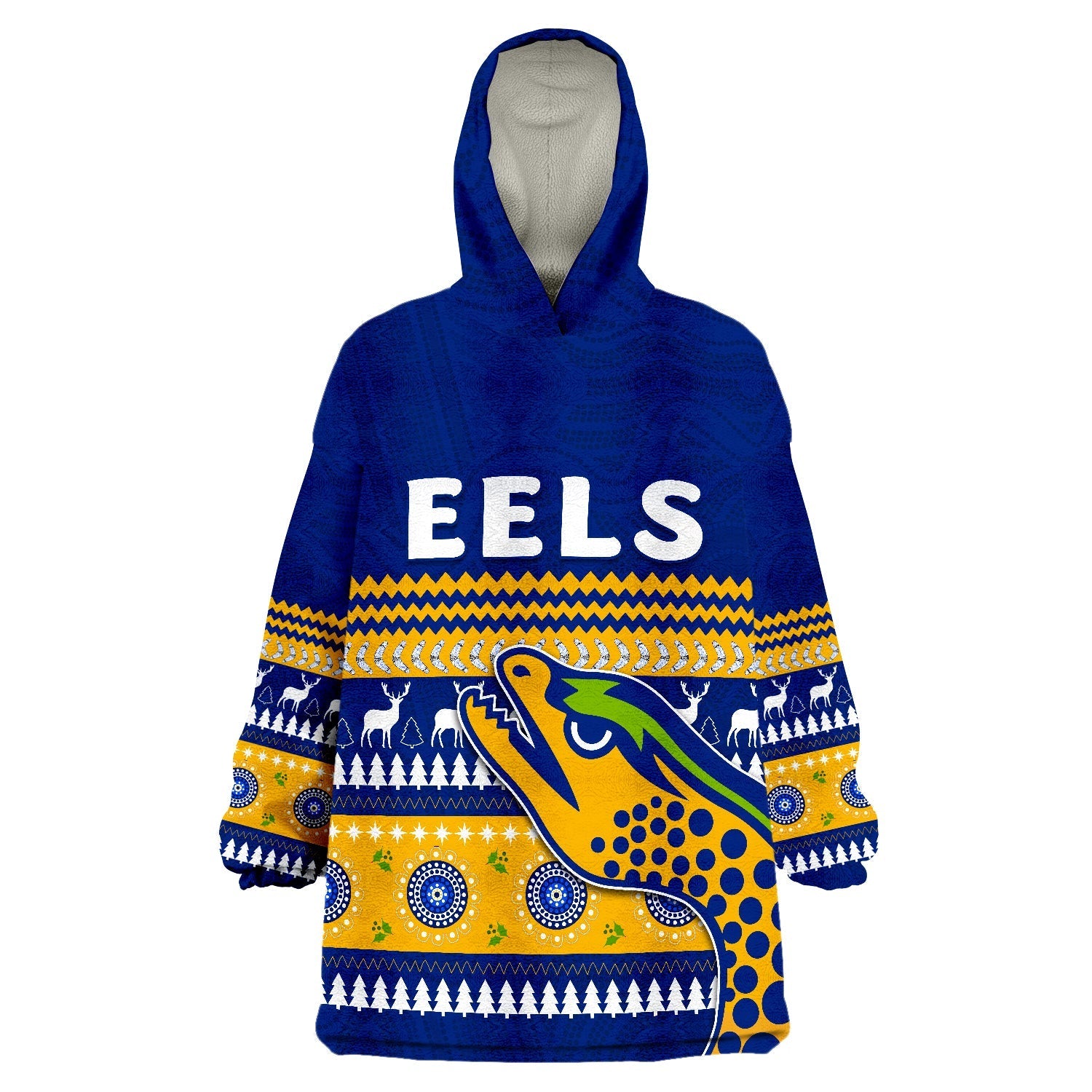 Eels Indigenous Parramatta Christmas Wearable Blanket Hoodie - Vibe Hoodie Shop