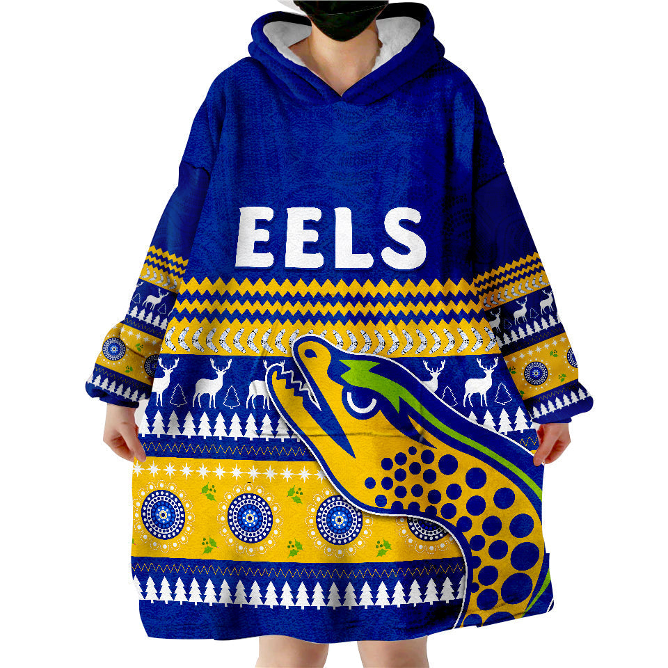 Eels Indigenous Parramatta Christmas Wearable Blanket Hoodie - Vibe Hoodie Shop