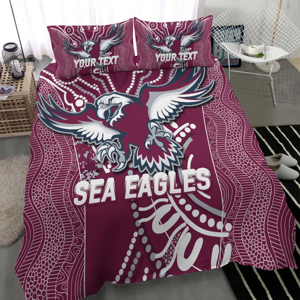 (Custom Personalised) Sea Eagles Rugby 2022 Aboriginal Art Bedding Set - - Vibe Hoodie Shop