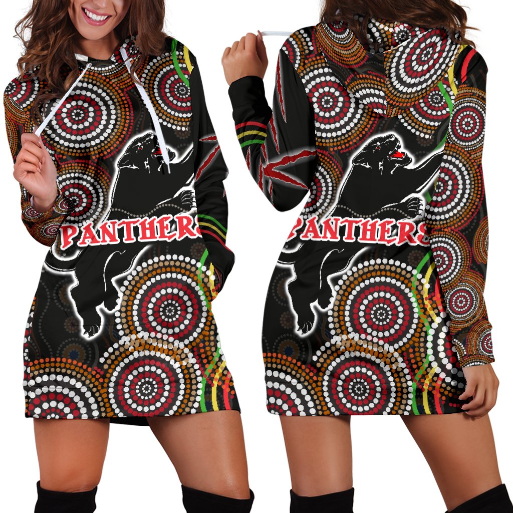 Panthers Black Women Hoodie Dress Indigenous Penrith Version - Vibe Hoodie Shop