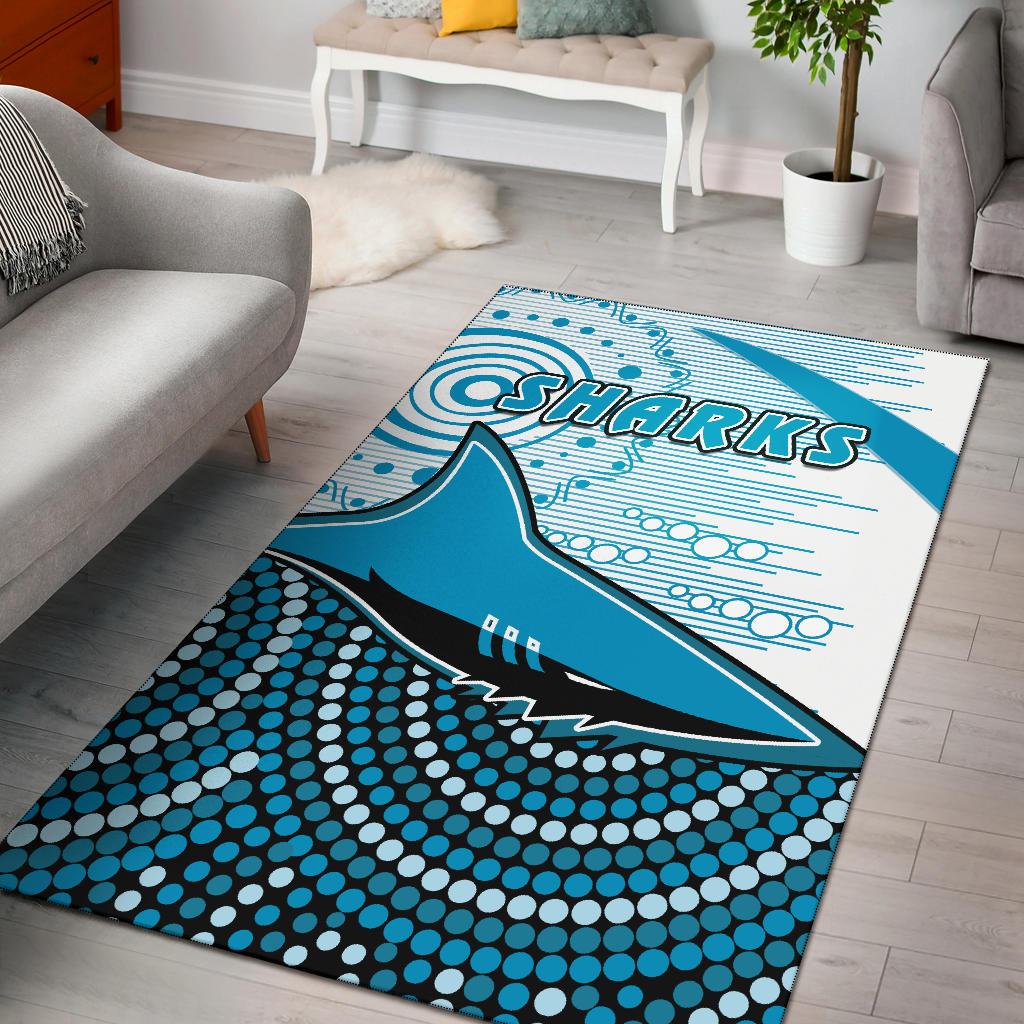 Sharks Area Rug Cronulla Indigenous Unique - Vibe Hoodie Shop