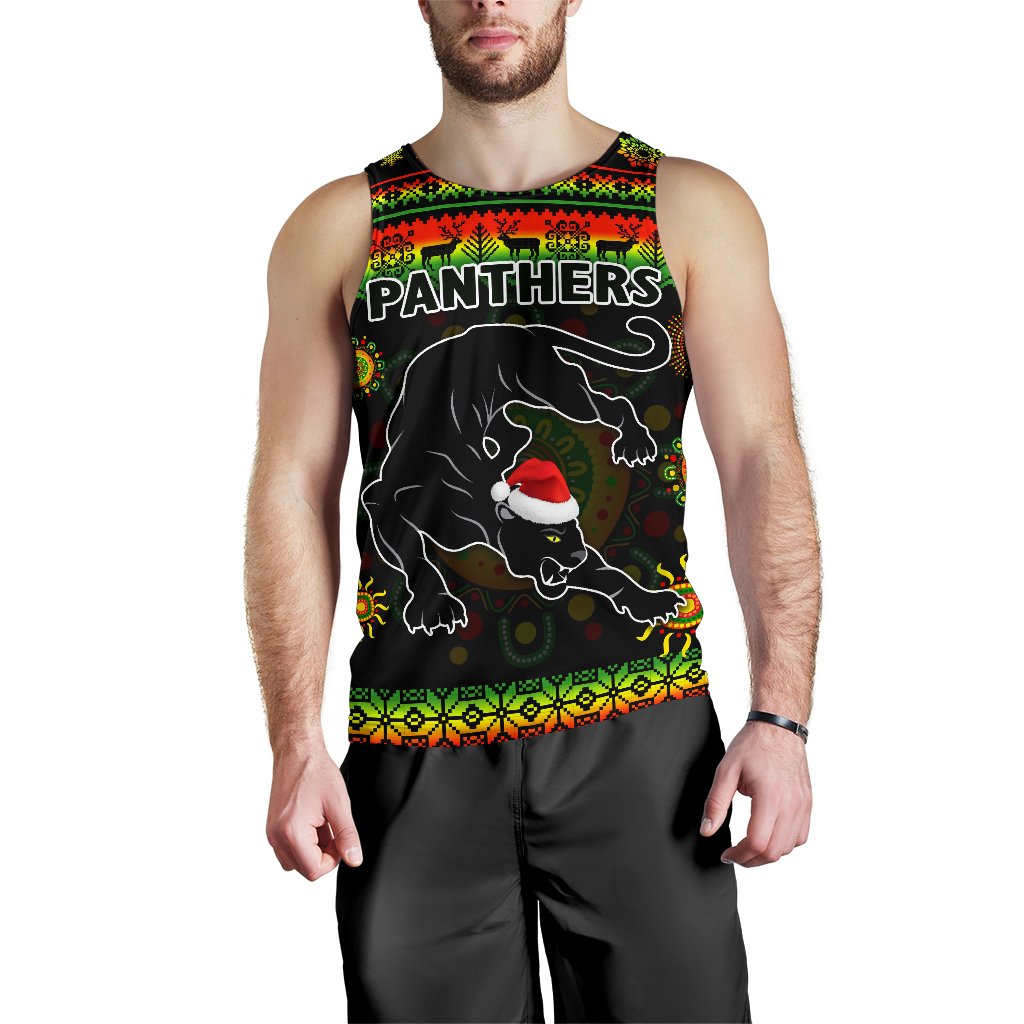 Penrith Panthers Christmas Men's Tank Top Indigenous - Vibe Hoodie Shop