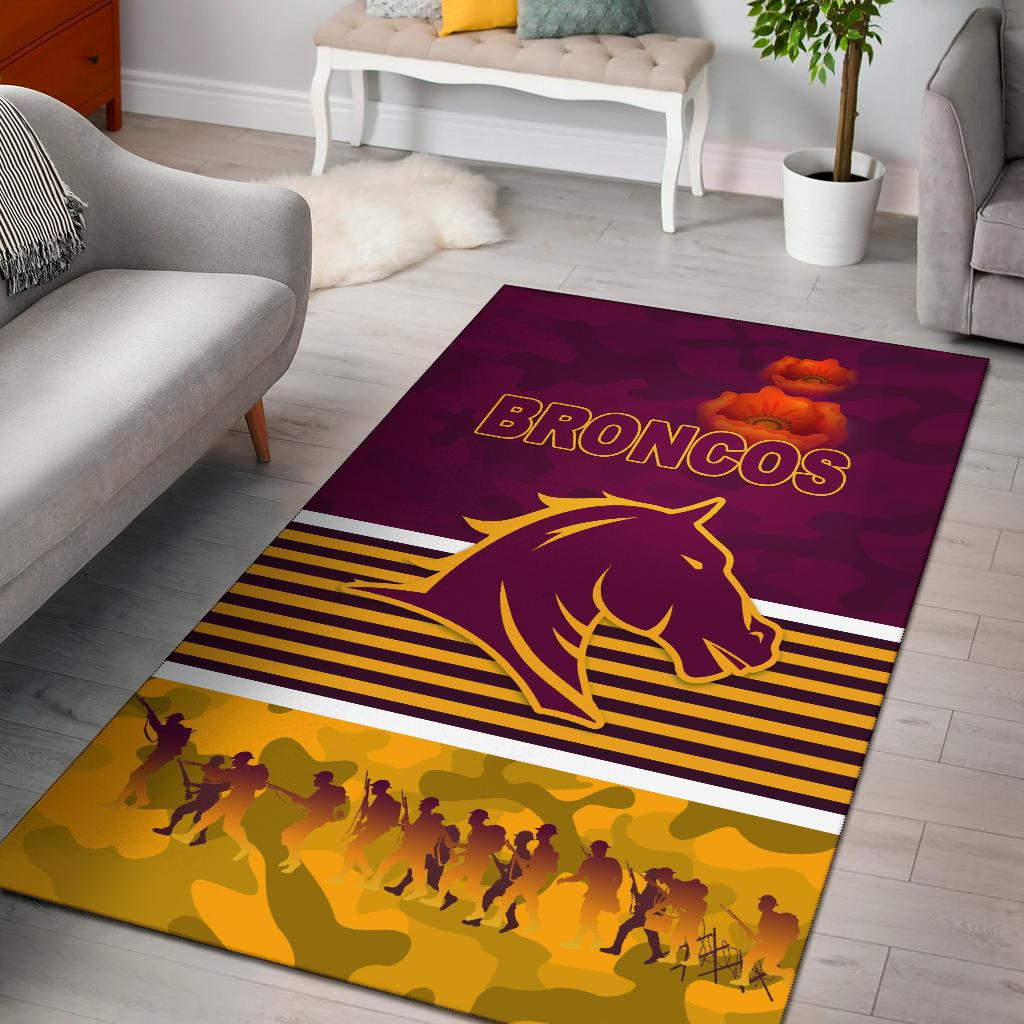 Brisbane Broncos Area Rug ANZAC Day Simple Style - Maroon - Vibe Hoodie Shop