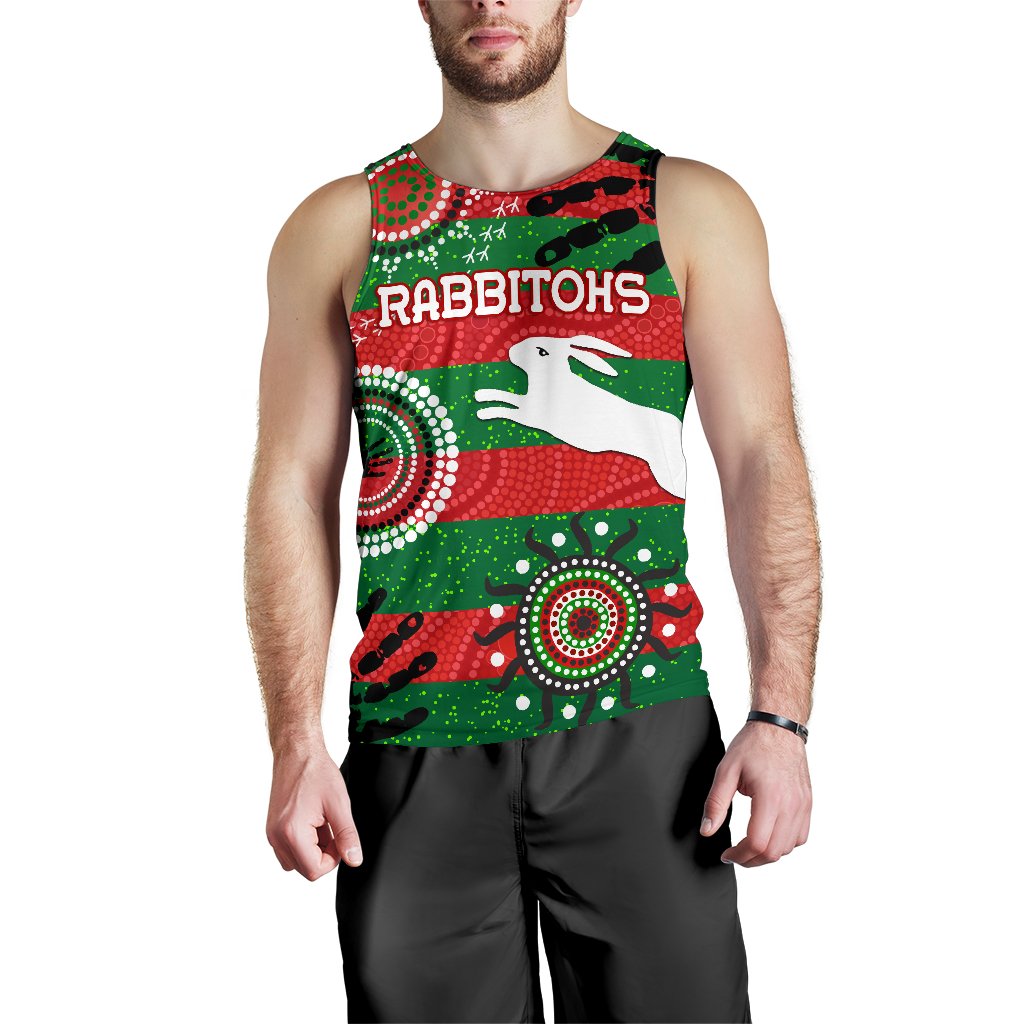 South Sydney Rabbitohs Indigenous Men Tank Top Country Style No.1 - Vibe Hoodie Shop