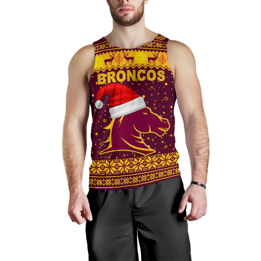 Brisbane Men Tank Top Broncos Christmas Unique Vibes - Maroon - Vibe Hoodie Shop