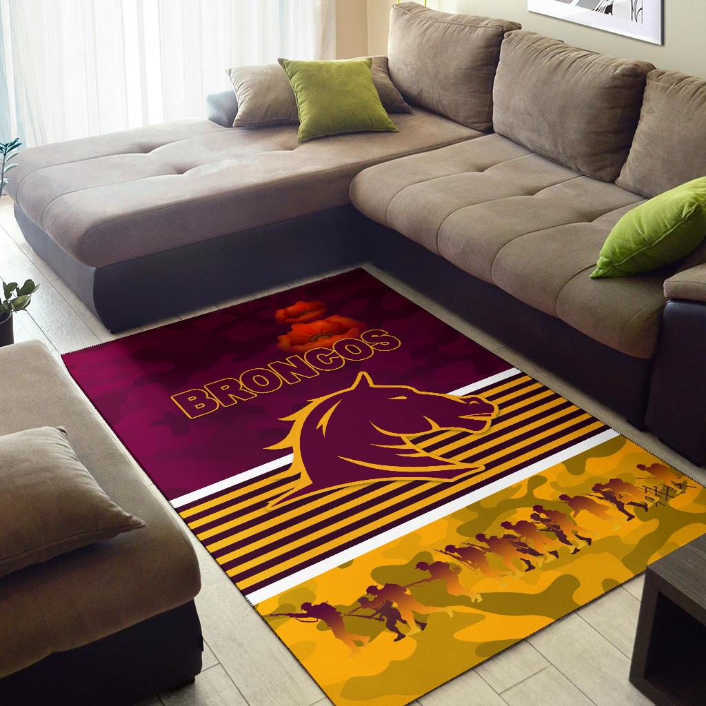 Brisbane Broncos Area Rug ANZAC Day Simple Style - Maroon - Vibe Hoodie Shop