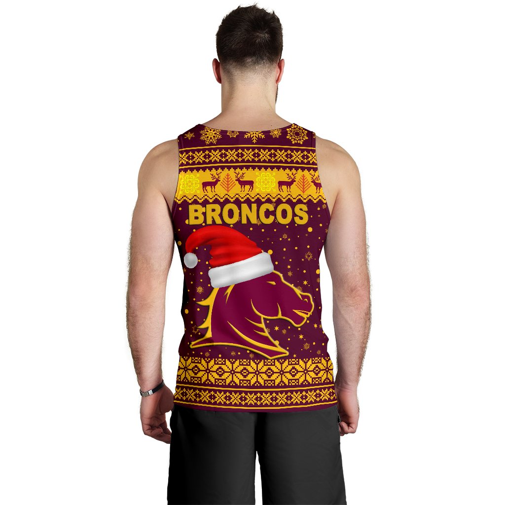 Brisbane Men Tank Top Broncos Christmas Unique Vibes - Maroon - Vibe Hoodie Shop