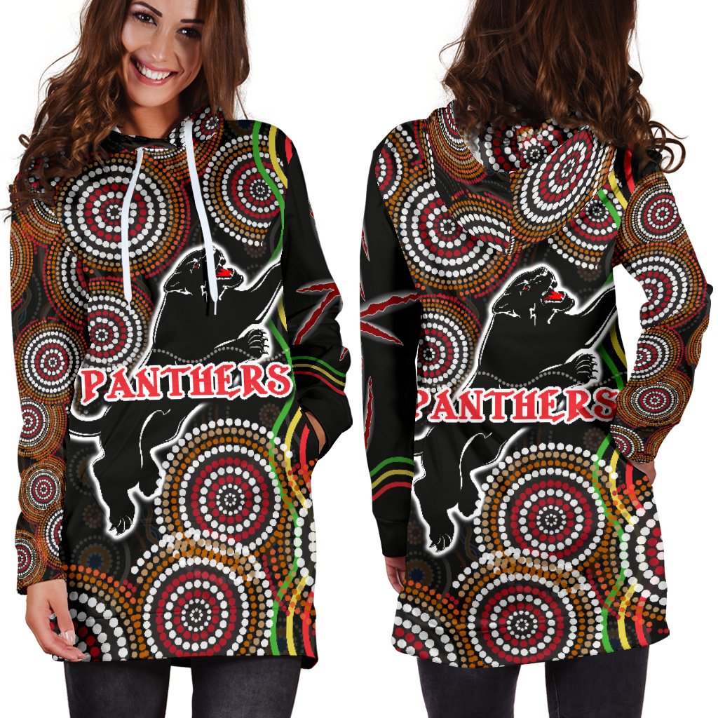 Panthers Black Women Hoodie Dress Indigenous Penrith Version - Vibe Hoodie Shop