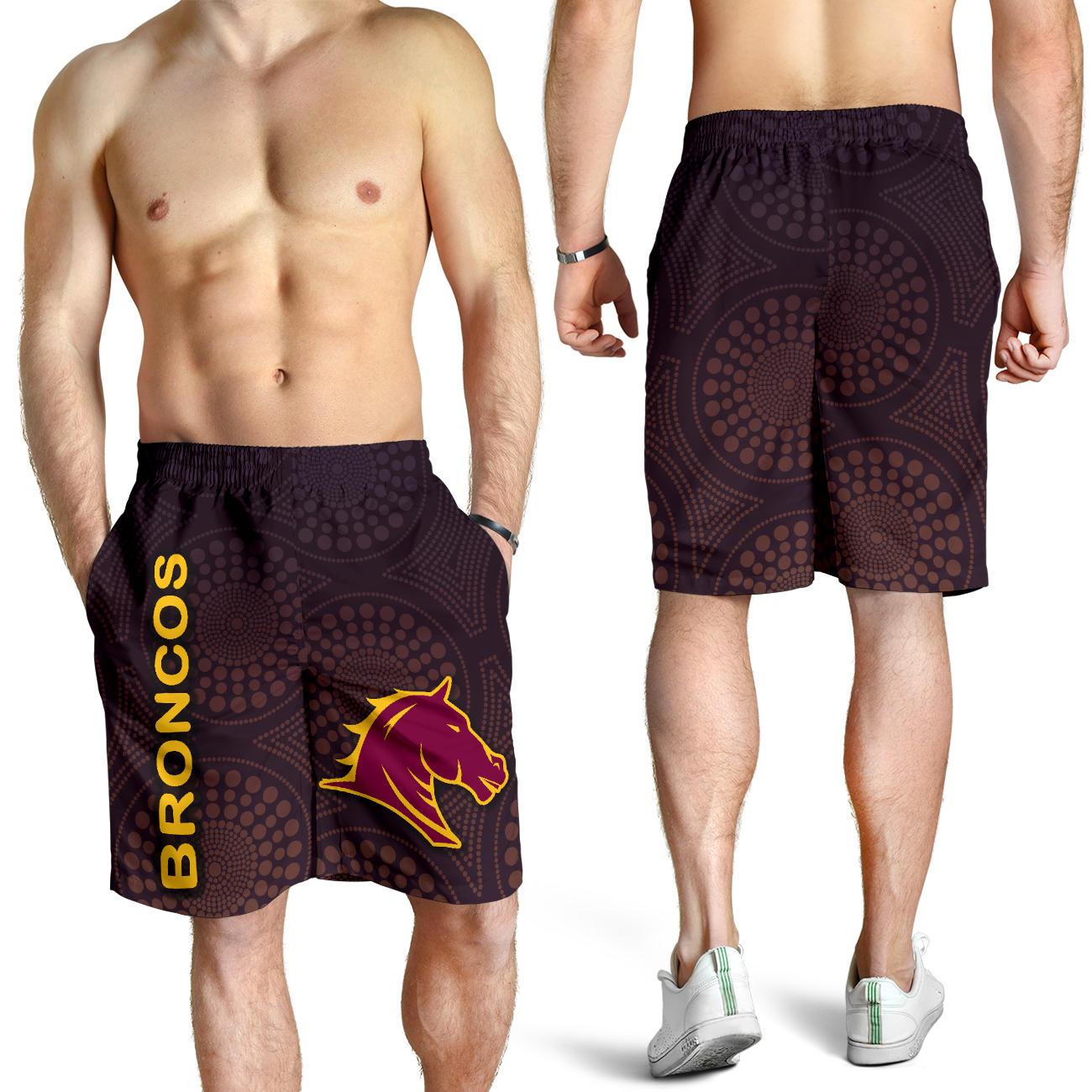 Brisbane Men Shorts Broncos Simple Indigenous - Vibe Hoodie Shop