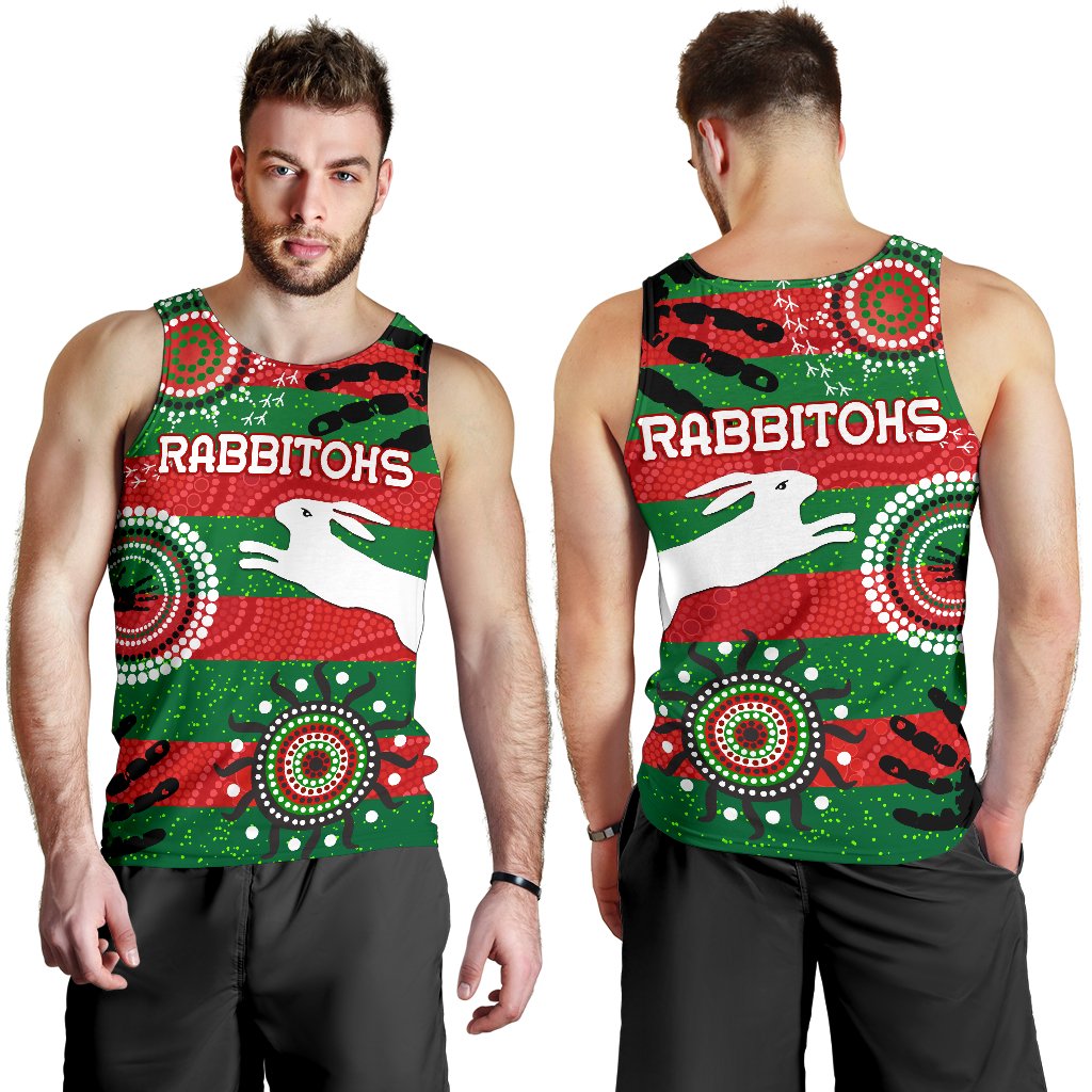 South Sydney Rabbitohs Indigenous Men Tank Top Country Style No.1 - Vibe Hoodie Shop