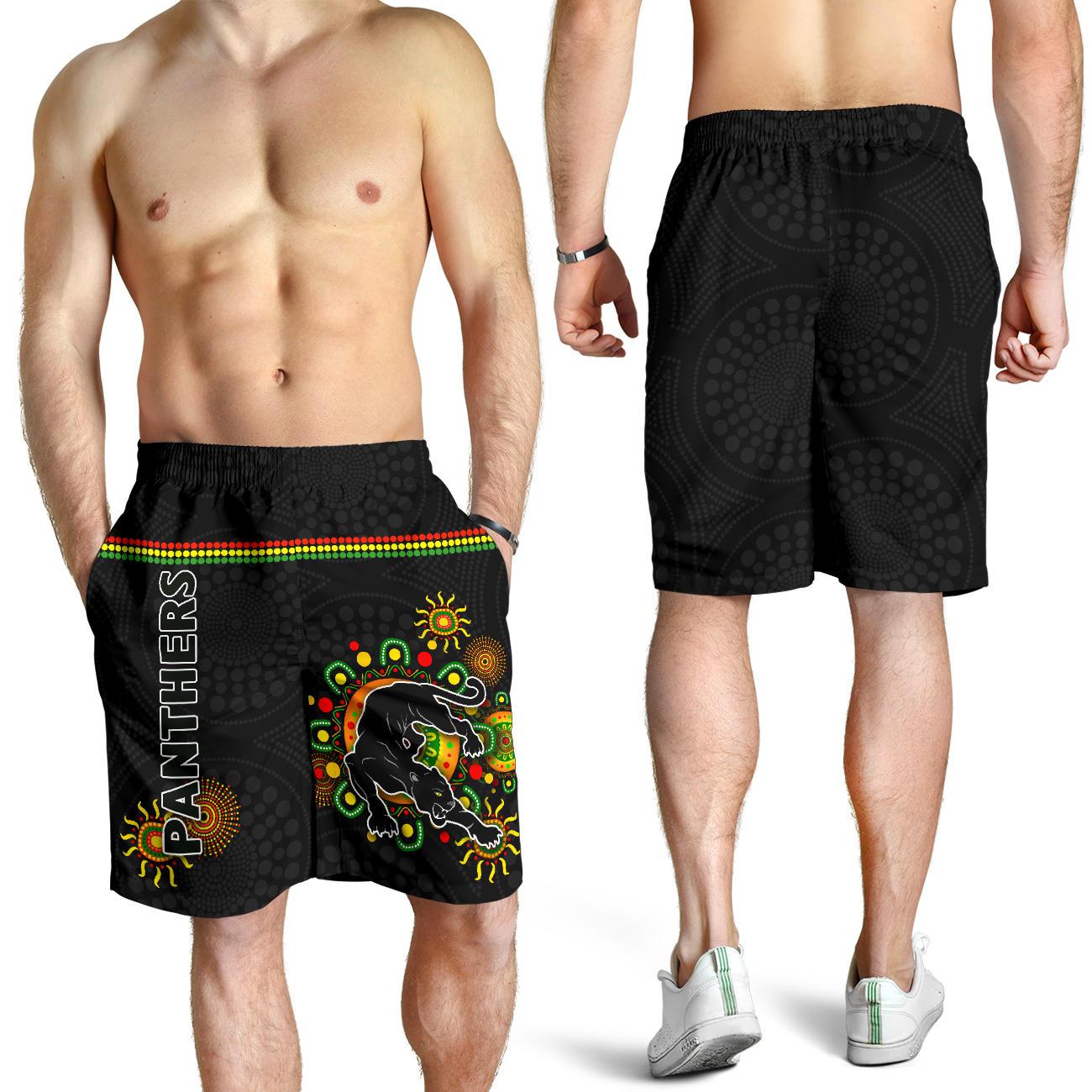 Penrith Men Shorts Indigenous Panthers - Black - Vibe Hoodie Shop