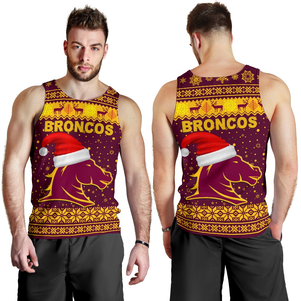 Brisbane Men Tank Top Broncos Christmas Unique Vibes - Maroon - Vibe Hoodie Shop