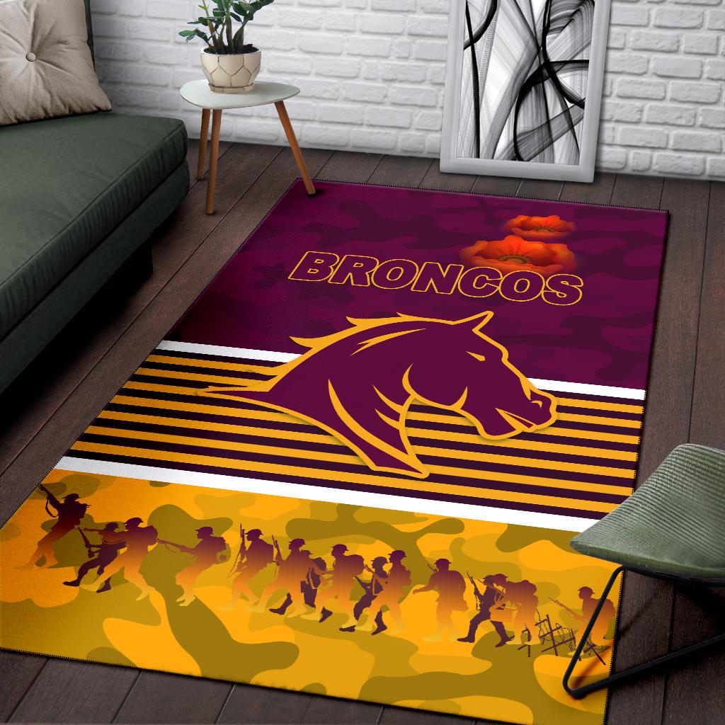 Brisbane Broncos Area Rug ANZAC Day Simple Style - Maroon - Vibe Hoodie Shop