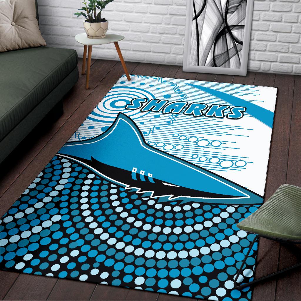 Sharks Area Rug Cronulla Indigenous Unique - Vibe Hoodie Shop