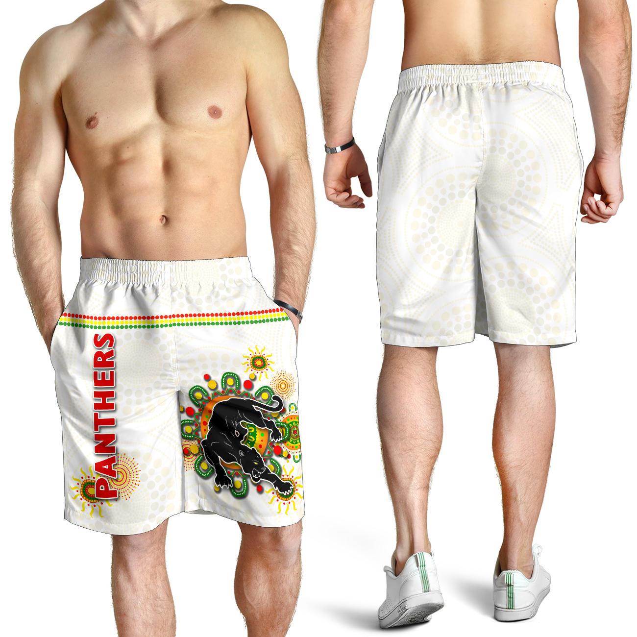 Penrith Men Shorts Indigenous Panthers - White - Vibe Hoodie Shop