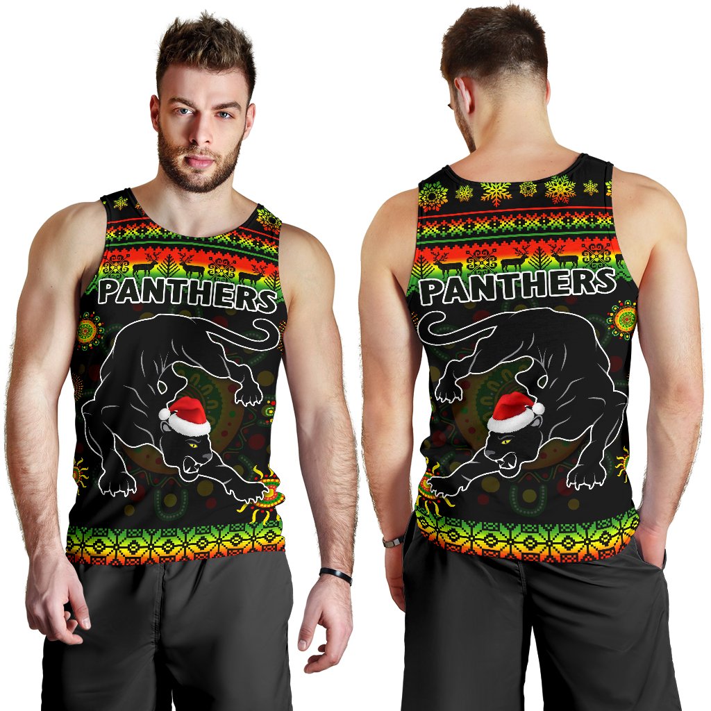 Penrith Panthers Christmas Men's Tank Top Indigenous - Vibe Hoodie Shop