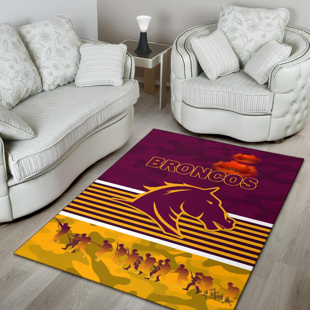 Brisbane Broncos Area Rug ANZAC Day Simple Style - Maroon - Vibe Hoodie Shop