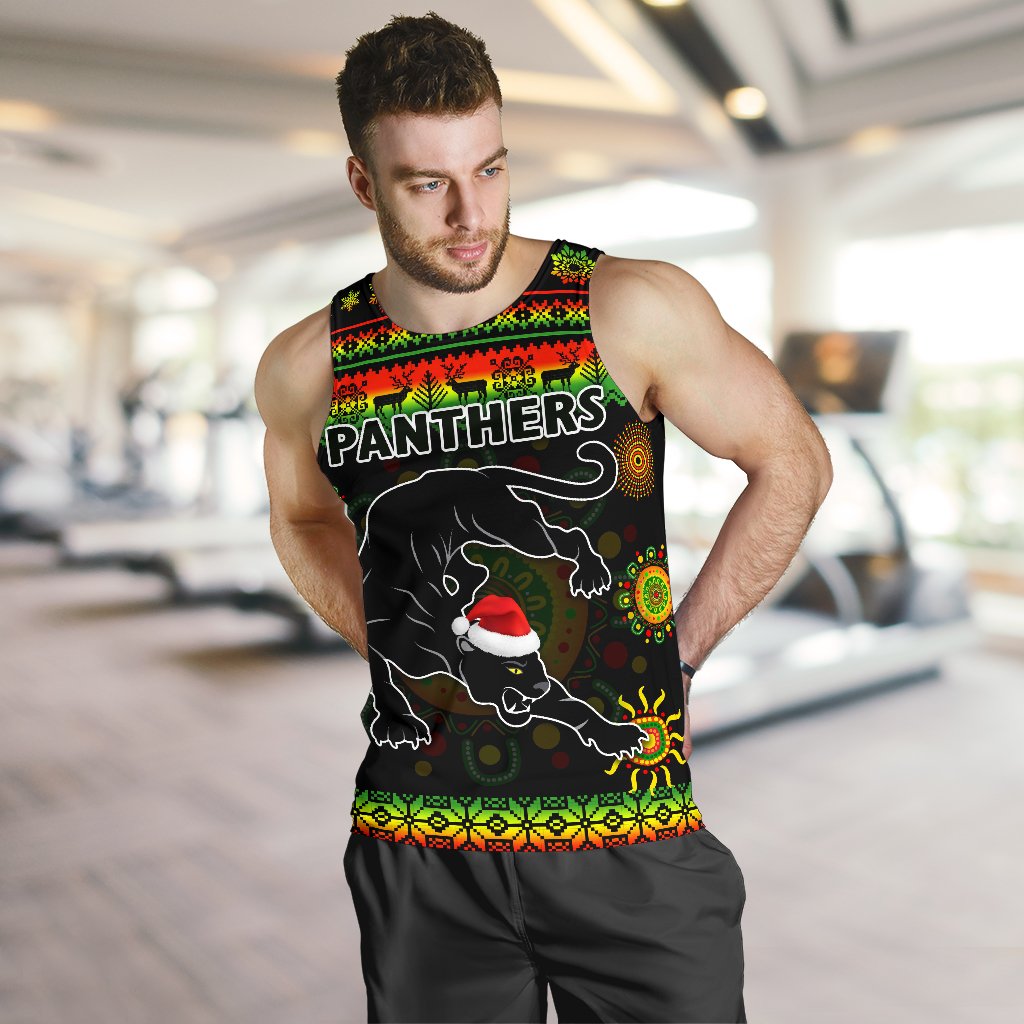Penrith Panthers Christmas Men's Tank Top Indigenous - Vibe Hoodie Shop