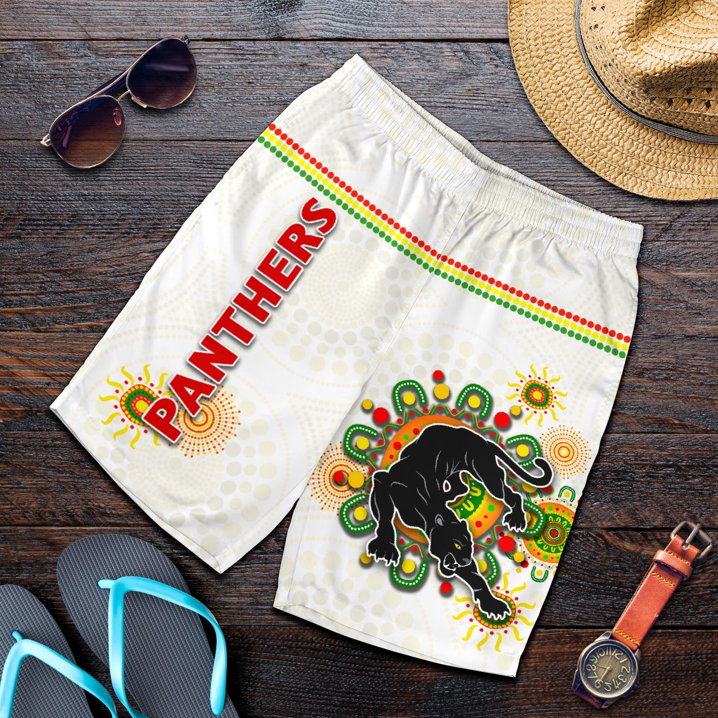 Penrith Men Shorts Indigenous Panthers - White - Vibe Hoodie Shop