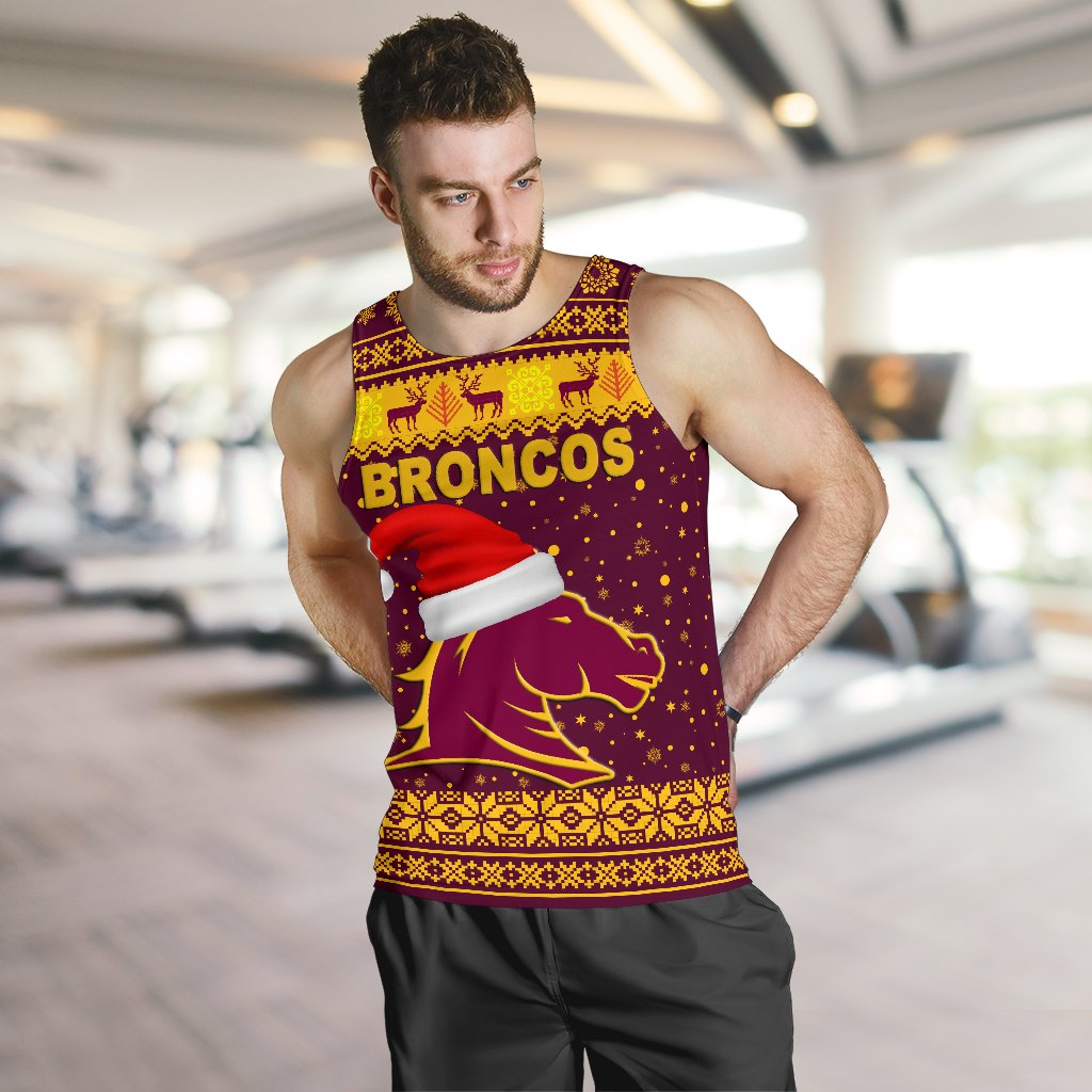 Brisbane Men Tank Top Broncos Christmas Unique Vibes - Maroon - Vibe Hoodie Shop