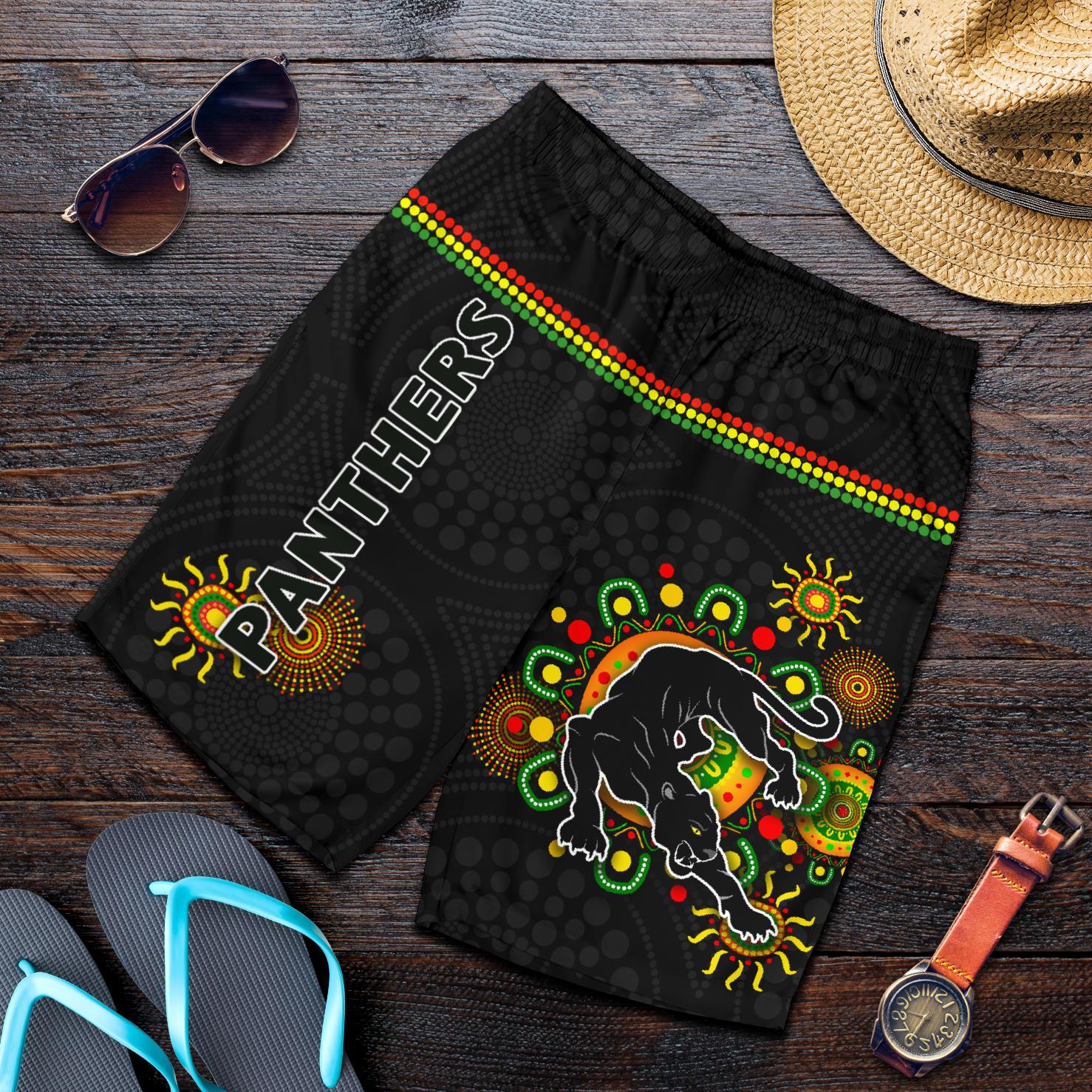 Penrith Men Shorts Indigenous Panthers - Black - Vibe Hoodie Shop