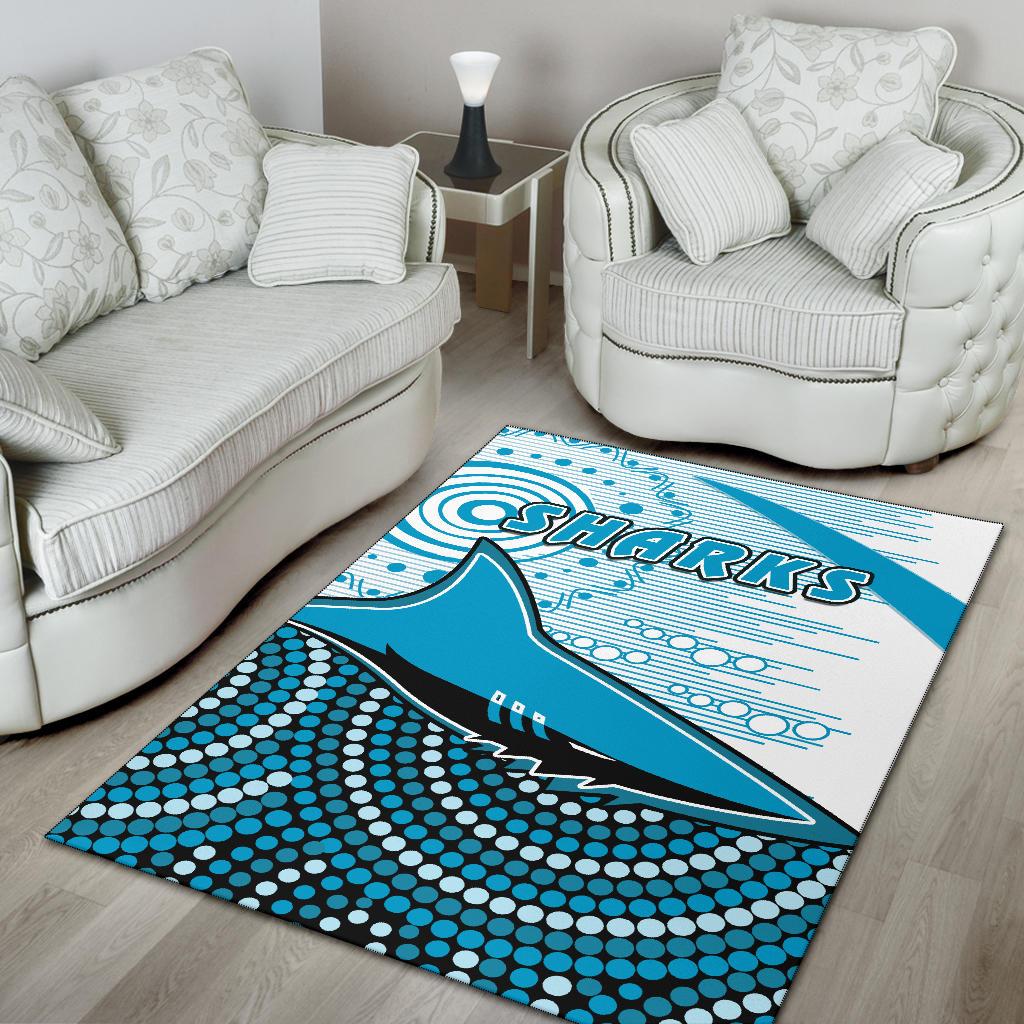 Sharks Area Rug Cronulla Indigenous Unique - Vibe Hoodie Shop