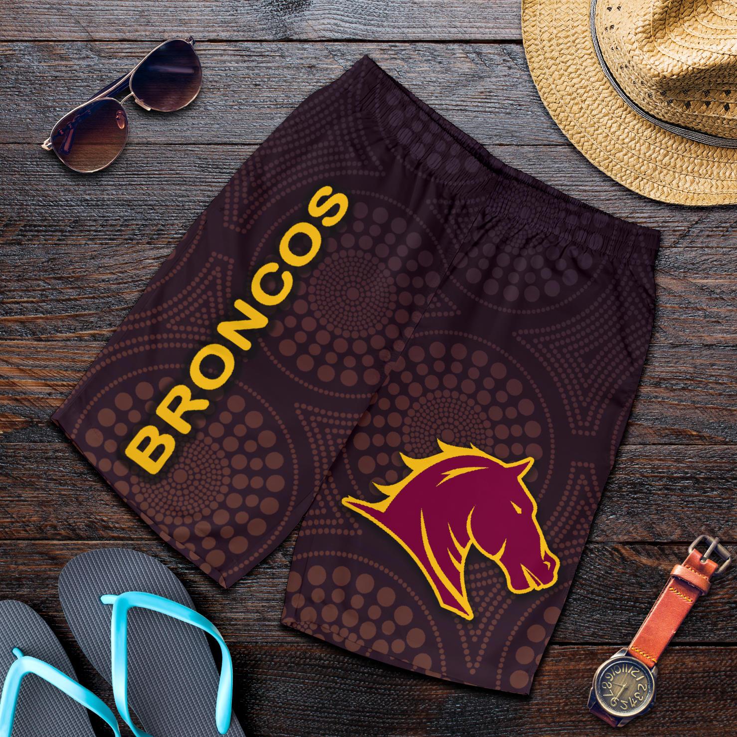 Brisbane Men Shorts Broncos Simple Indigenous - Vibe Hoodie Shop