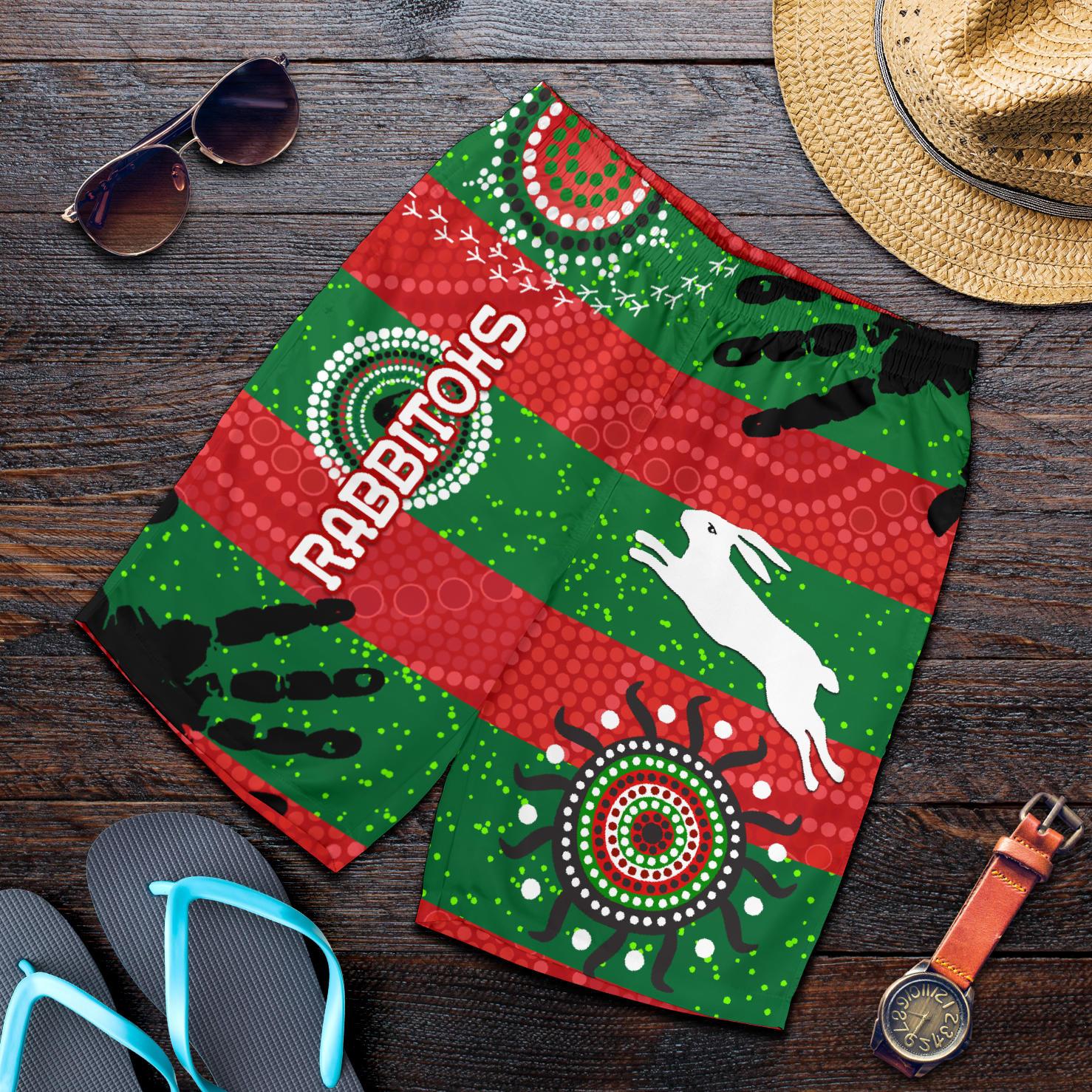 South Sydney Rabbitohs Indigenous Men Shorts Country Style No.1 - Vibe Hoodie Shop