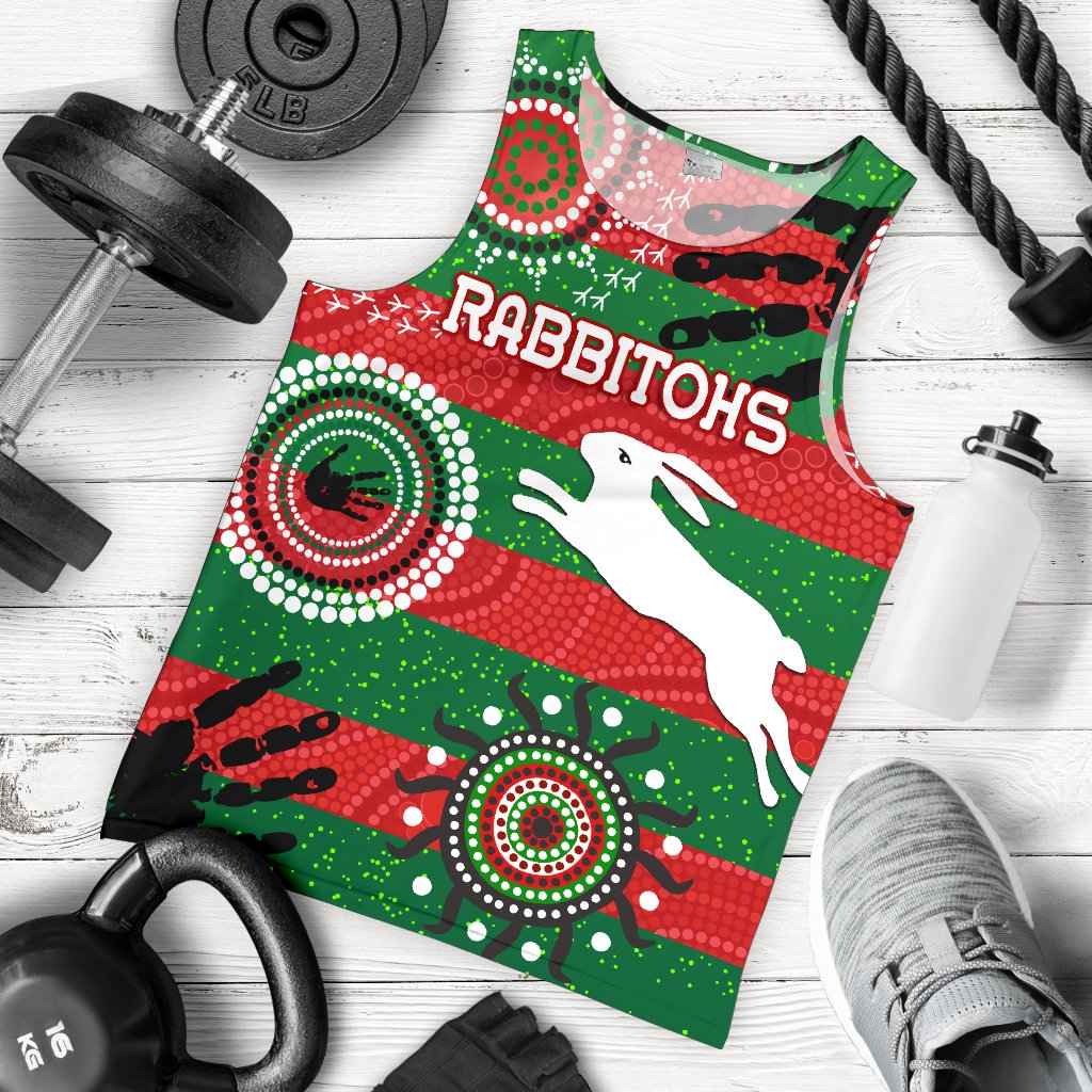 South Sydney Rabbitohs Indigenous Men Tank Top Country Style No.1 - Vibe Hoodie Shop