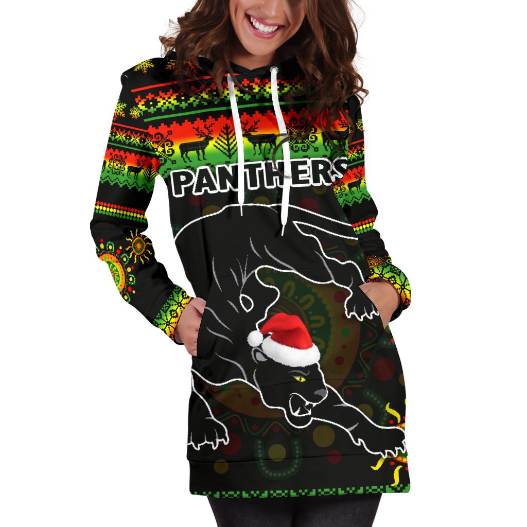 Penrith Panthers Christmas Women's Hoodie Dress Indigenous - Vibe Hoodie Shop