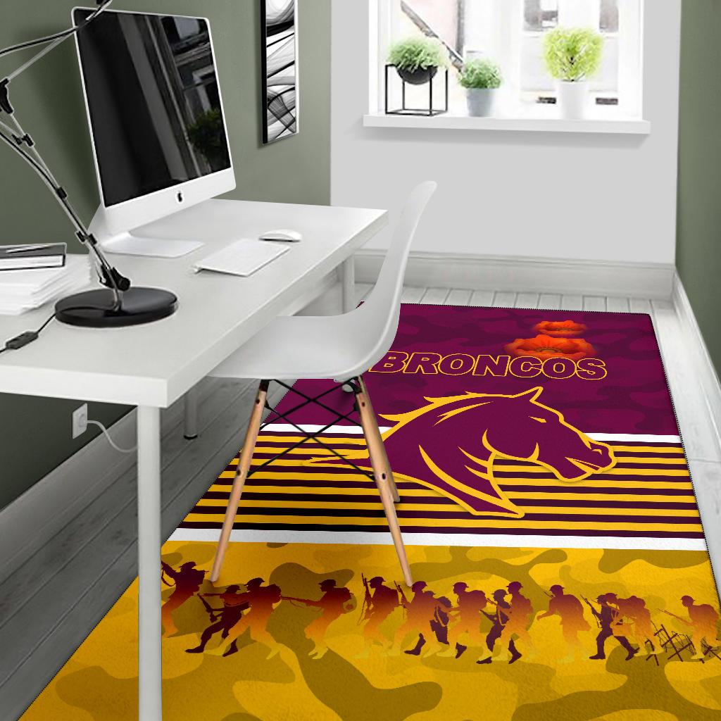 Brisbane Broncos Area Rug ANZAC Day Simple Style - Maroon - Vibe Hoodie Shop