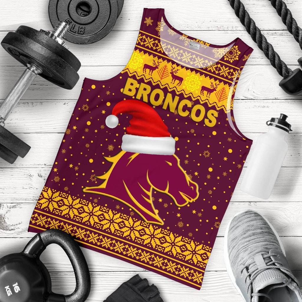 Brisbane Men Tank Top Broncos Christmas Unique Vibes - Maroon - Vibe Hoodie Shop