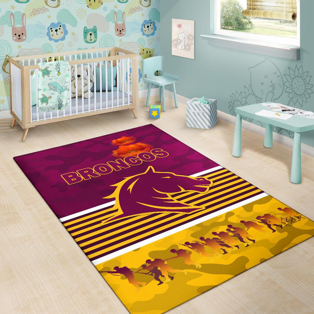 Brisbane Broncos Area Rug ANZAC Day Simple Style - Maroon - Vibe Hoodie Shop