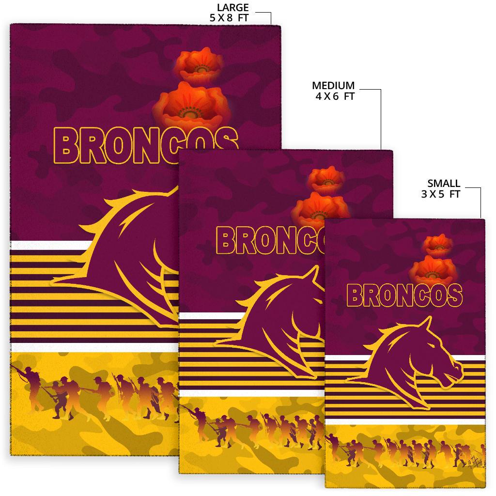 Brisbane Broncos Area Rug ANZAC Day Simple Style - Maroon - Vibe Hoodie Shop