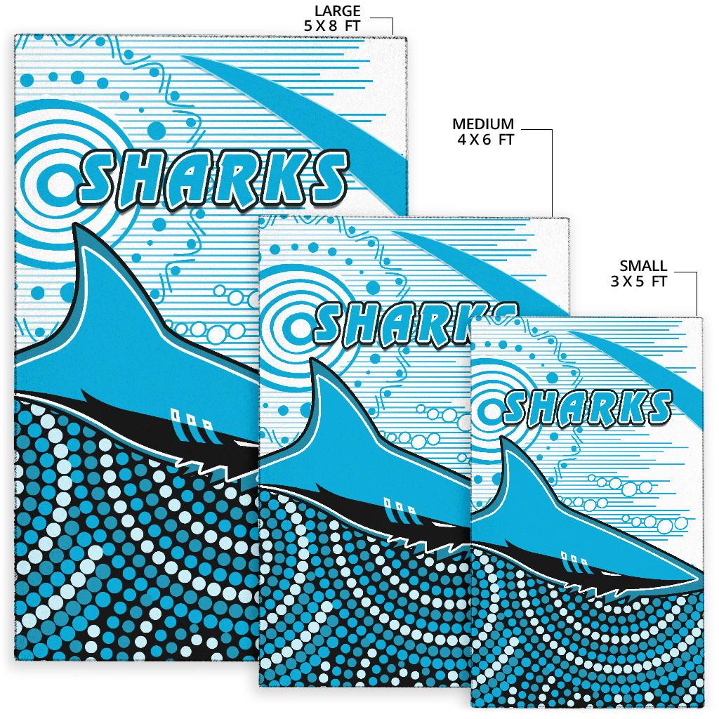 Sharks Area Rug Cronulla Indigenous Unique - Vibe Hoodie Shop