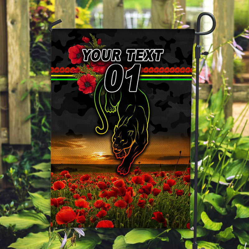 (Custom Personalised) Penrith Panthers ANZAC 2022 Flag Poppy Flowers Vibes - Black - Vibe Hoodie Shop
