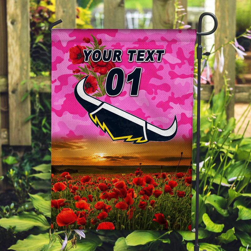 (Custom Personalised) North Queensland Cowboys ANZAC 2022 Flag Poppy Flowers Vibes - Pink - Vibe Hoodie Shop