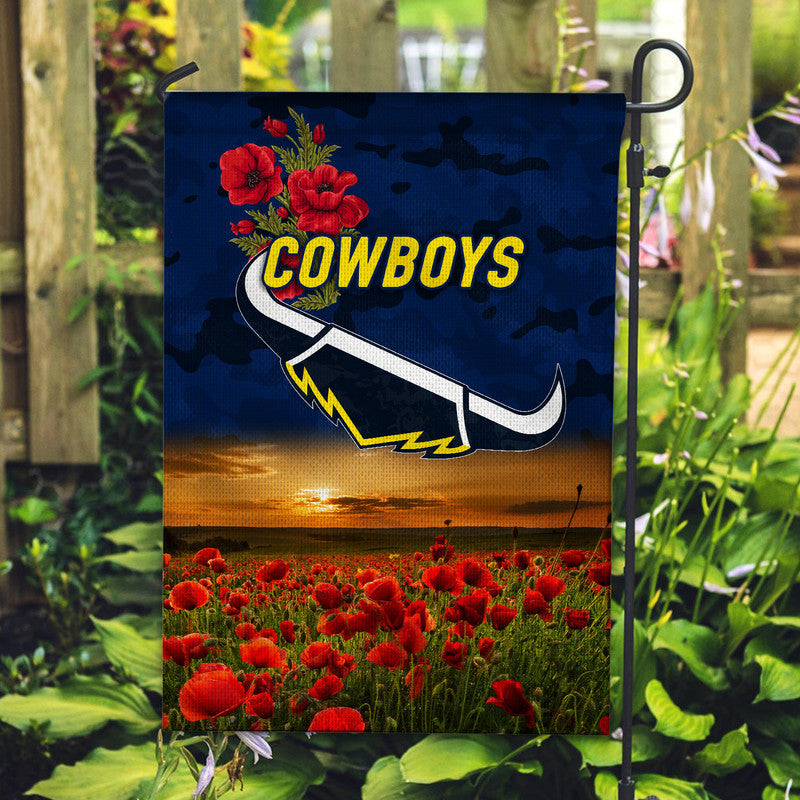 North Queensland Cowboys ANZAC 2022 Flag Poppy Flowers Vibes - Blue - Vibe Hoodie Shop