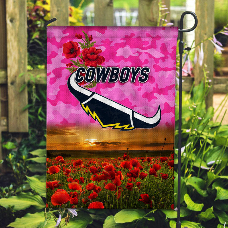 North Queensland Cowboys ANZAC 2022 Flag Poppy Flowers Vibes - Pink - Vibe Hoodie Shop