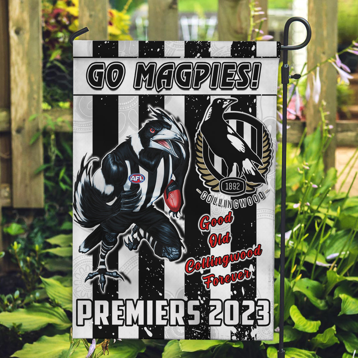 Collingwood Football Flag Premiers 2023 Aboriginal Art Go Magpies - Vibe Hoodie Shop