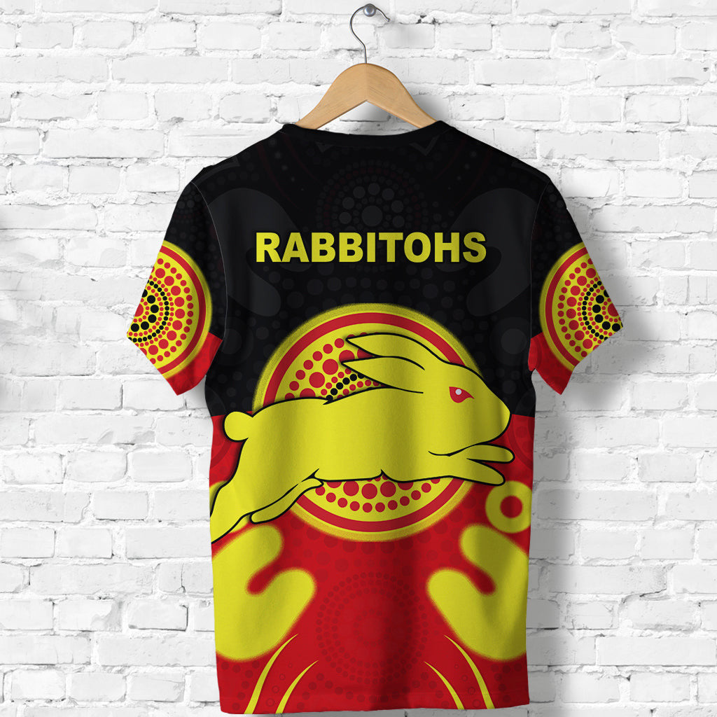 (Custom Personalised) Rabbitohs Indigenous T shirt Style Aboriginal Flag LT13